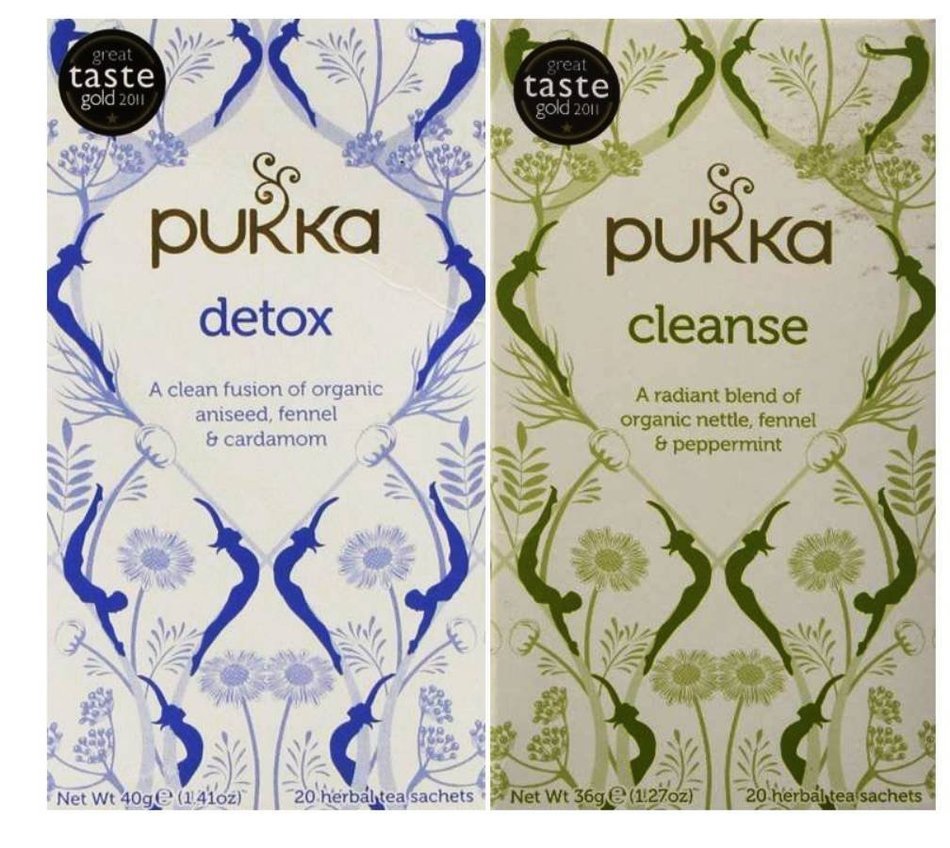 Pukka Caffeine Free Organic Herbal Tea 2 Flavor Variety Bundle: (1) Pukka Organic Detox Tea (20 count), and (1...