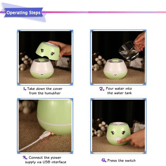 Anself USB Cool Mist Humidifier, Whisper-quiet Operation Air Cleaning System for Home Office N20