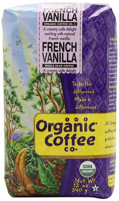 The Organic Coffee Co. Whole Bean, French Vanilla, 12 Ounce (Pack of 3)