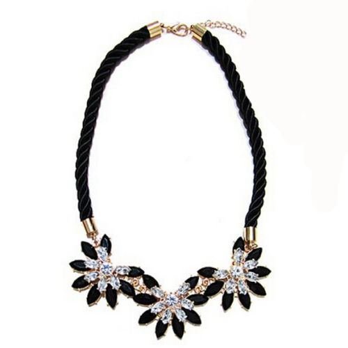 Women Crystal Flower Necklace Choker Bib Statement Chunky Collar Chain Gift