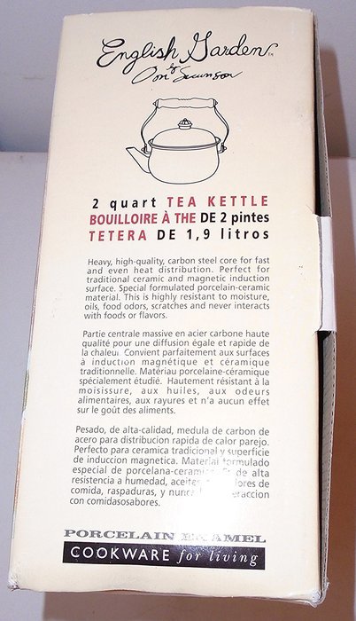 Porcelain Enamel and Steel 2 Quart Tea Kettle with English Garden Design N3