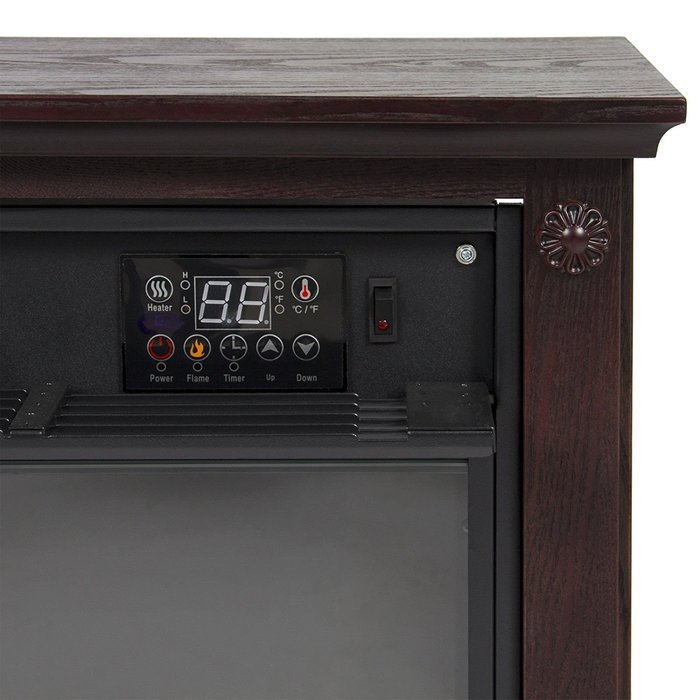 Gracelvoe Large Room Electric Quartz Infrared Fireplace Heater Deluxe Mantel Oak / Walnut (Dark Walnut) N4