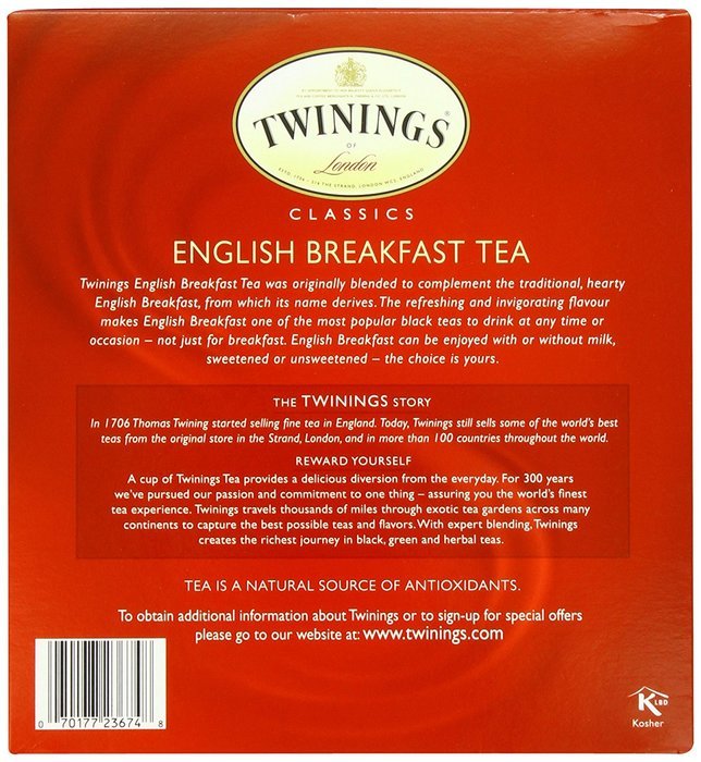 Twinings Tea, English Breakfast, 100 Count, 7.05 oz N2