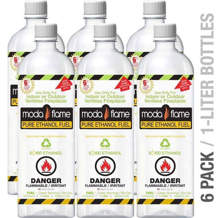 Moda Flame Fuel 1 Liter Bio-Ethanol Indoor Fuel (6 Bottles) N2