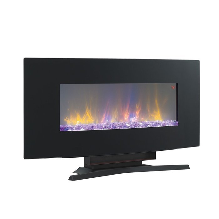 Wall-Mounted Infrared Quartz Fireplace with Stand, Black N5