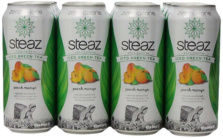 Steaz Zero Calorie Iced Green Tea, Peach Mango, 16 Ounce (Pack of 12) N9