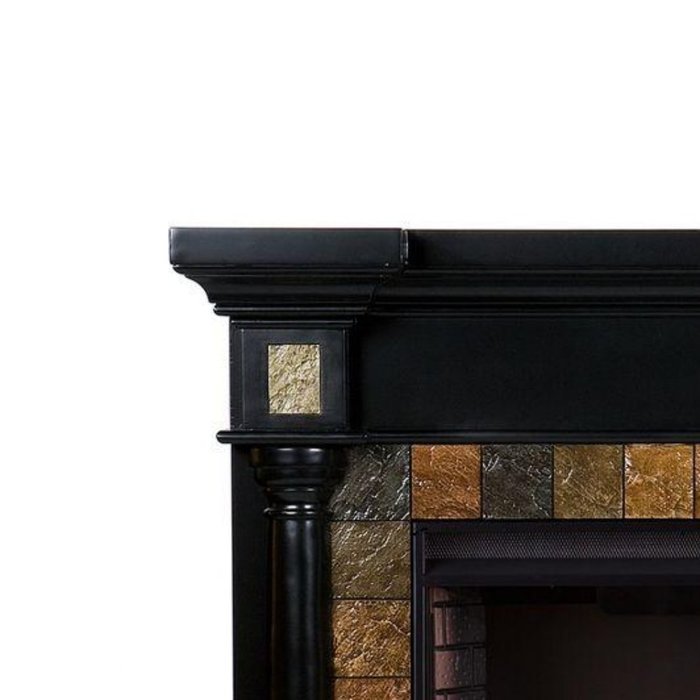 Abir 44 in. Indoor Convertible Media Electric Wall Mount Fireplace in Black with Faux Slate & TV stand can Fit... N2