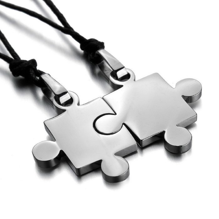 Couple necklace,Men,Women's 2PCS Stainless Steel Pendant Necklace Puzzle Valentine Adjustable for Lovers,Couples... N2