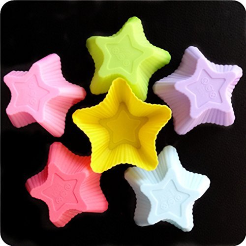 Silicone 7cm Muffin Cup 12pcs/lot Multiple Colors Pointed Star Shape Silicone Cake Mold Pudding Cup Jelly Bakeware... N2