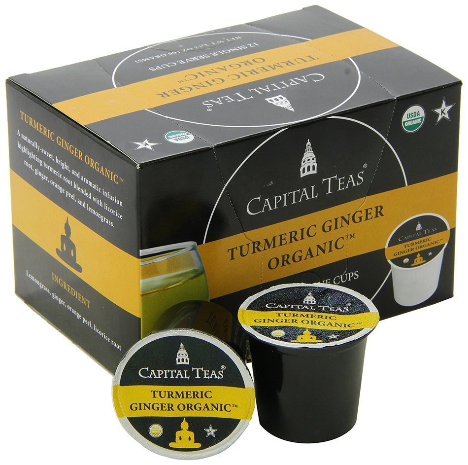 Capital Teas Turmeric Ginger Organic Tea, Keurig Cups, 12 Count N4