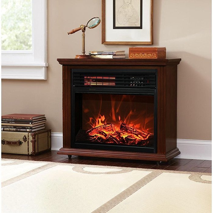 Gracelvoe Large Room Electric Quartz Infrared Fireplace Heater Deluxe Mantel Oak / Walnut (Dark Walnut) N7