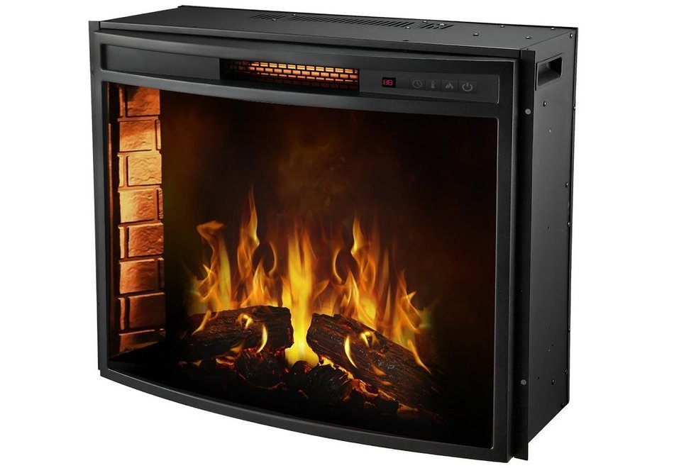 Moda Flame Elwood 23 Inch Curved Ventless Electric Space Heater Built-in Recessed Firebox Fireplace Insert N4
