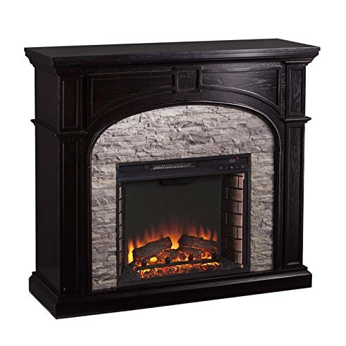 Southern Enterprises Tanaya Electric Fireplace in Ebony and Gray