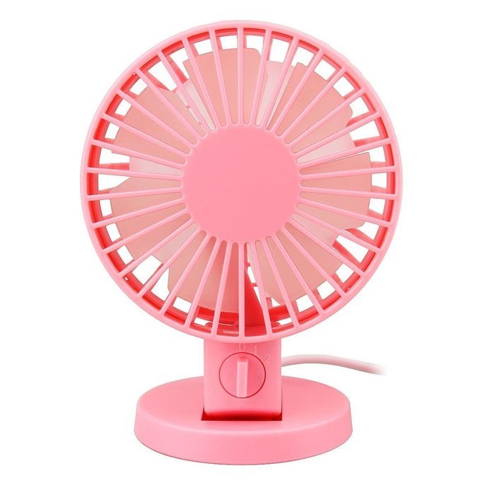 DealPeak Portable Dual Blade Strong Wind Super Mute Desk Table Fan USB Mini Fan Summer Cooler Fan (Pink)