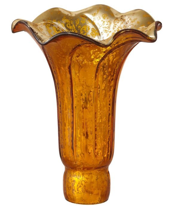 River of Goods 1000J Hand Blown Mercury Glass Replacement Lily Shade, Green/Amber