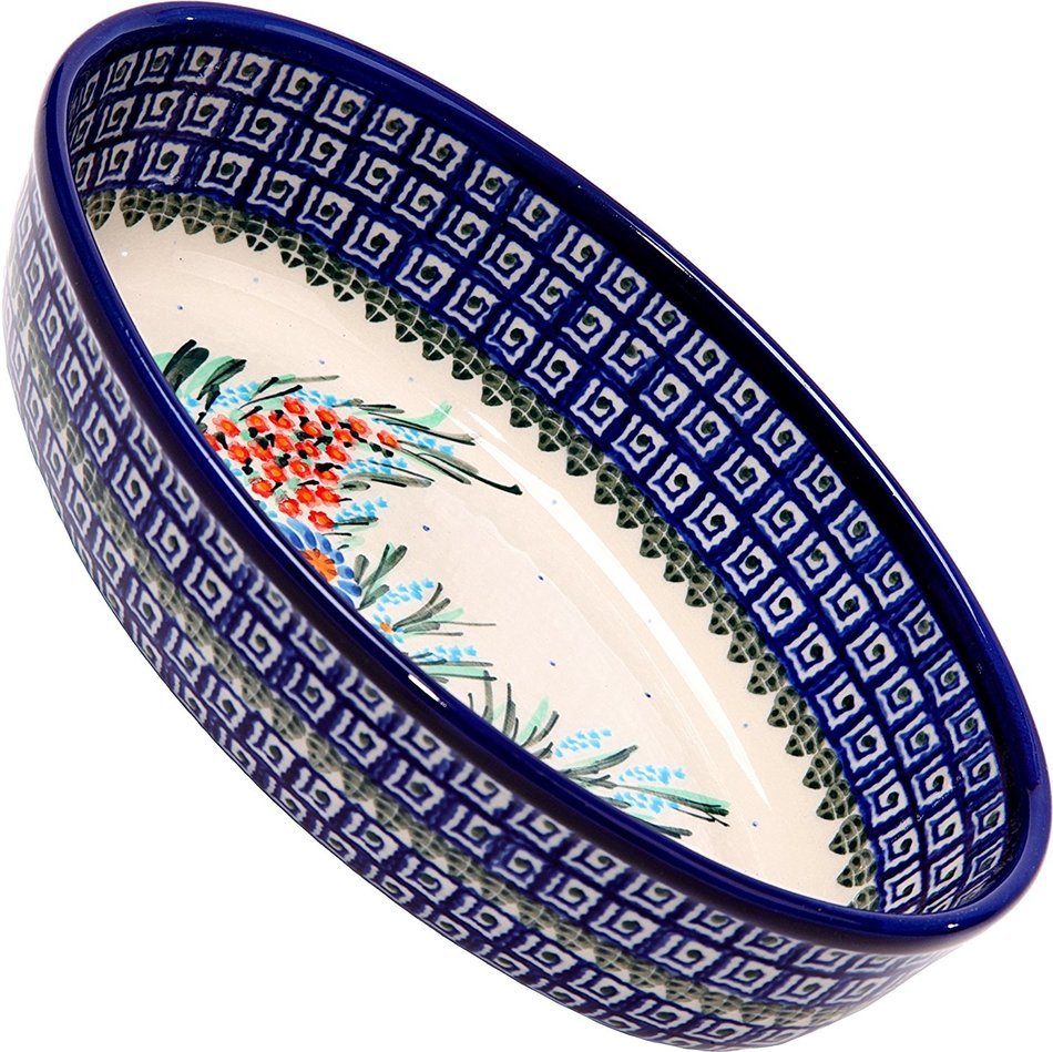 Polish Pottery Ceramika Boleslawiec-1210/169 9-2/3 by 6 7/10-Inch Oval Mirek Baker 2, Royal Blue Patterns, 5 Cups