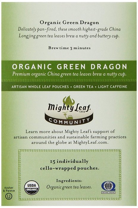Mighty Leaf Green Tea, Organic Green Dragon, 15 Pouches N3