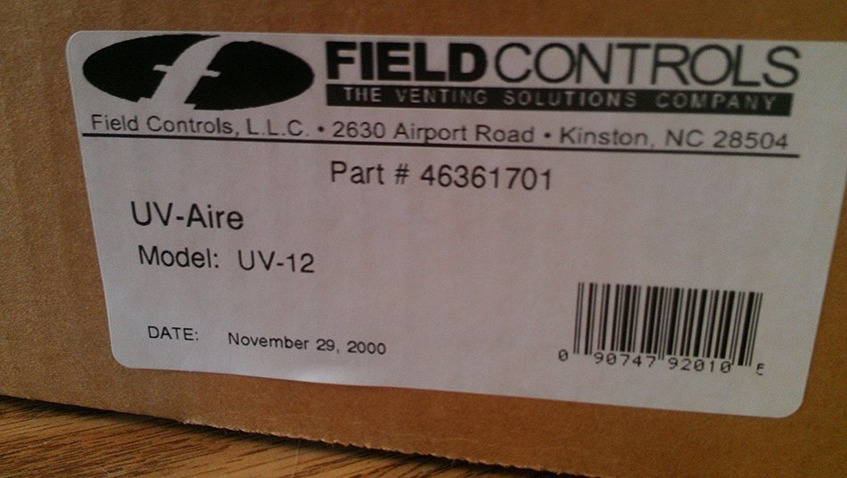 Field Controls UV-12 Ultra Violet In Duct Air Purification System, 12-Inch N3