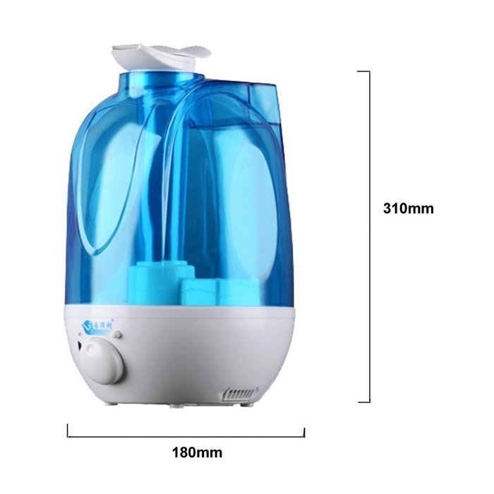 Delipop WHH001 Home Humidifier 2 x Outputs 3.8L Capacity Low Water Protect Auto Shut-Off 110V Blue for Home Office N2