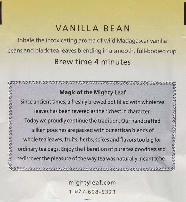 Mighty Leaf Vanilla Bean Tea, 100 Tea Pouches N2