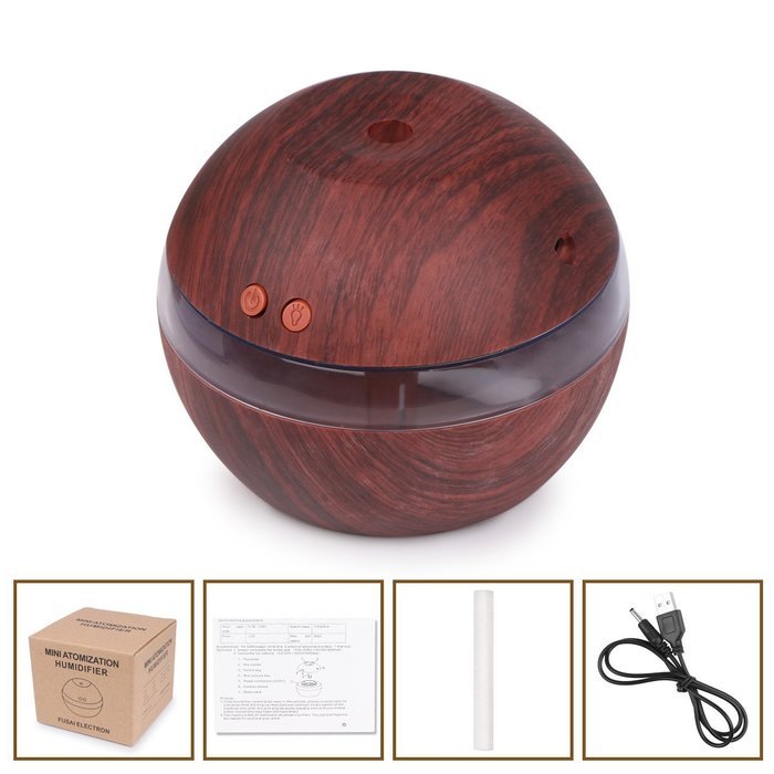 Sunsbell Wood Grain Ultrasonic Humidifier, 300ml Aromatherapy Essential Oil Diffuser with Blue LED Light for Office... N5