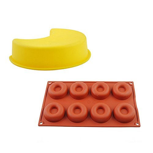 2win2buy DIY Yellow Mini Moon Food Grade Soft Silicone Cookie Muffin Candy Baking Mold&8 Cavity Silicone Donut...