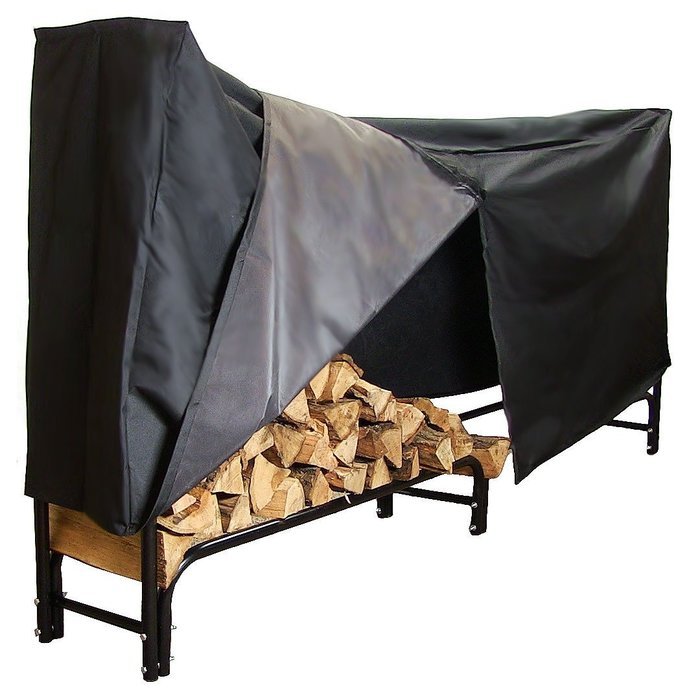Sunnydaze 8-Foot Firewood Log Rack, Log Rack & Cover COMBO N9