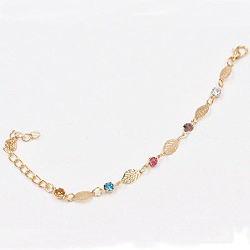 Women Chic Simple Retro Women Jewelry Rhinestone Leaf Chain Bracelet Bangle NEW