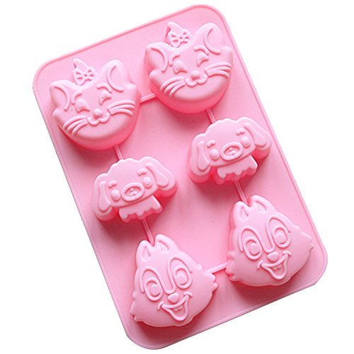 6 Frog Dog Rabbit Silicone Cake Mold Pan 9.2"x6.2"x1.1" Color At Random