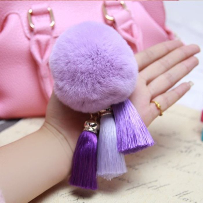 Spritech(TM) Cute Fashion Car Bag Key Chain Accessary Rabbit Fur Plush