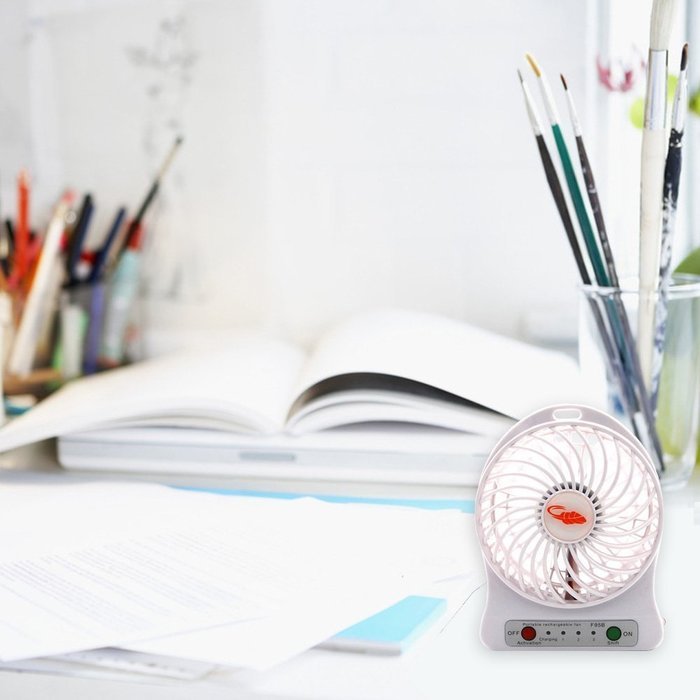 Happy-top&reg; 4-inch Vanes 3 Speeds Mini Hand Held Portable USB Fan with 18650 Rechargeable Battery and USB Cable... N4