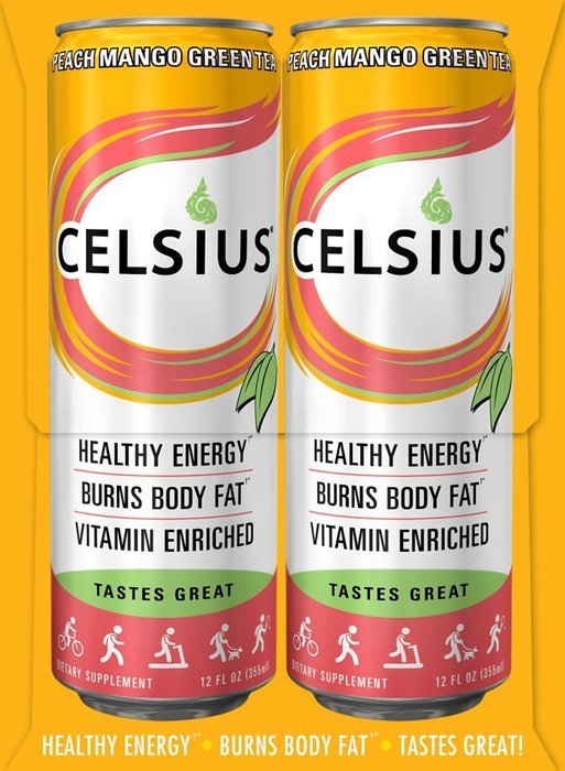 Celsius Green Tea, Peach Mango, 12 Ounce (Pack of 12) N46