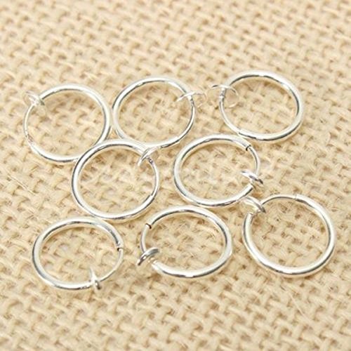 8PCS Punk Clip On Fake Nose Lip Hoop Rings Earrings Silver Body Piercing Jewelry