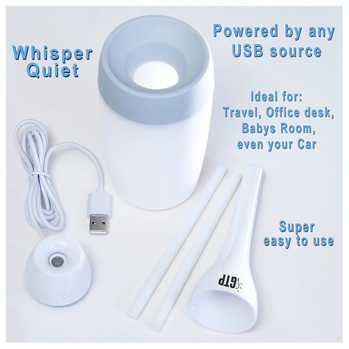 GTP USB Mini Personal Travel Cool Mist Portable Ultrasonic Room Humidifier - BONUS 77 Secret Travel Tips eBook... N8