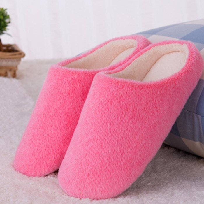 AutumnFall Women Soft Warm Indoor Candy Colors Cotton Slippers Home Anti-slip Shoes (40, Pink) N3