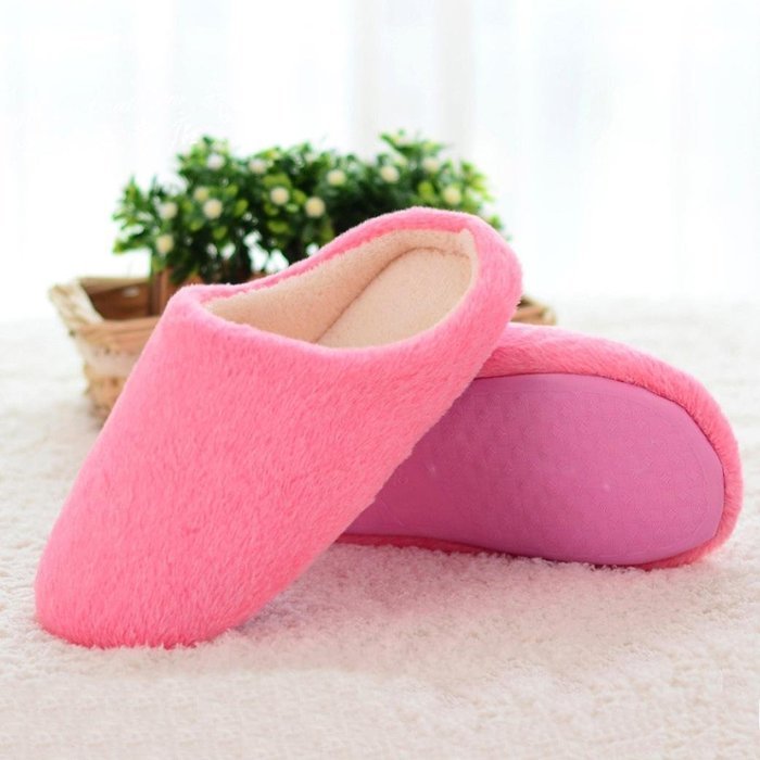 AutumnFall Women Soft Warm Indoor Candy Colors Cotton Slippers Home Anti-slip Shoes (40, Pink) N4