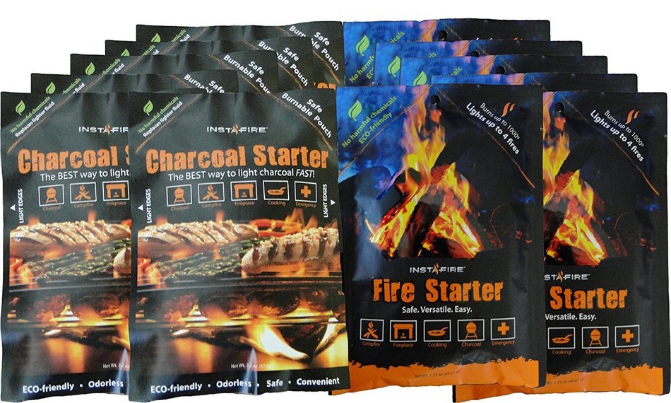 InstaFire Eco-Friendly Combo Pack of Granulated Single Use Fire Starter and Charcoal Starter Pouches, 6-Each N2