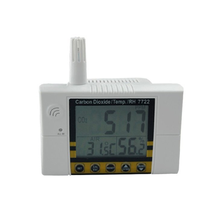 AZ 7722 Wall Mount Digital Indoor NDIR Sensor Carbon Dioxide Meter Temperature Humidity Monitor with Alarm White N5