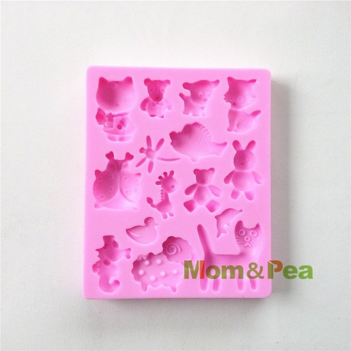 Mom&pea 0533 Animals Shaped Silicone Mould for Fondant Cake Sugar Paste Cake Decoration 3d Cake Toppers Mold Soap... N3