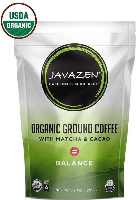 Javazen Balance | Direct Trade, Light Roast, Ground Coffee with Matcha Green Tea and Raw Cacao Nibs | USDA Certified...