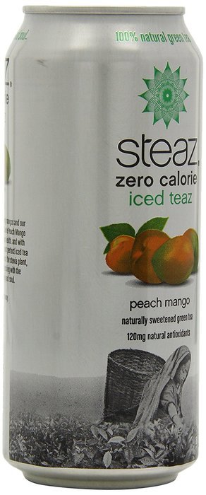 Steaz Zero Calorie Iced Green Tea, Peach Mango, 16 Ounce (Pack of 12) N20