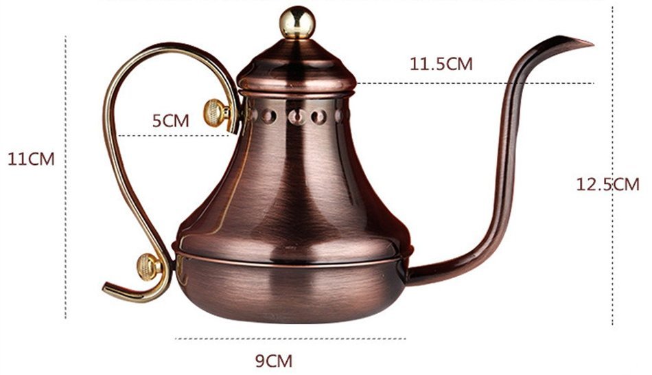 SMKF Pour Over Drip Coffee Kettle, Stainless Steel COPPER GOOSENECK TEA KETTLE TEAPOT (430CC) N19