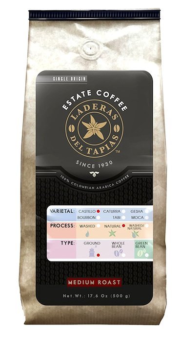 Laderas del Tapias Castillo Natural Whole Bean Colombian Coffee N10