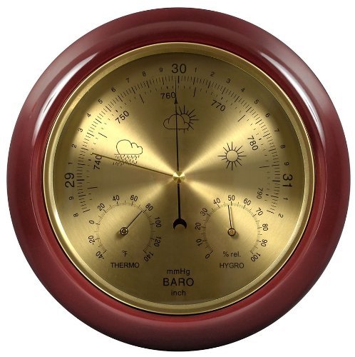 Lily's Home Cherry Finish Dial Traditional Barometer with Temperature and Humidity
