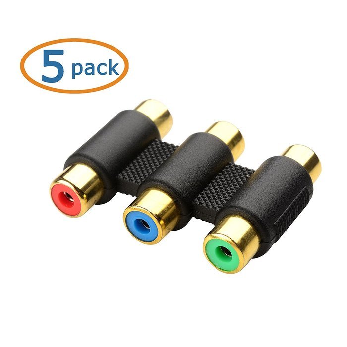 Cable Matters 5-Pack, Gold Plated 3-RCA Coupler N14