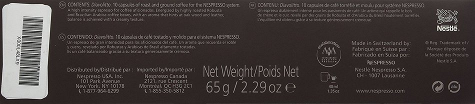 10 Capsules Nespresso VertuoLine Diavolitto Coffee