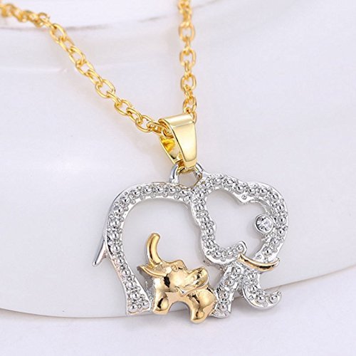 Fashion Women Animal Elephant Long Chain Crystal Silver Plated Pendant Necklace