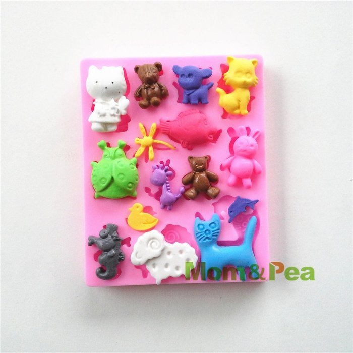 Mom&pea 0533 Animals Shaped Silicone Mould for Fondant Cake Sugar Paste Cake Decoration 3d Cake Toppers Mold Soap... N4