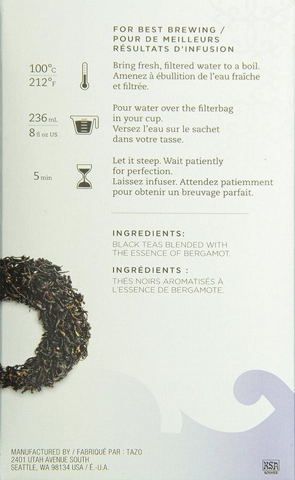 Tazo Earl Grey Filter Bag Tea, 24-Count Packages (Pack of 6) N4