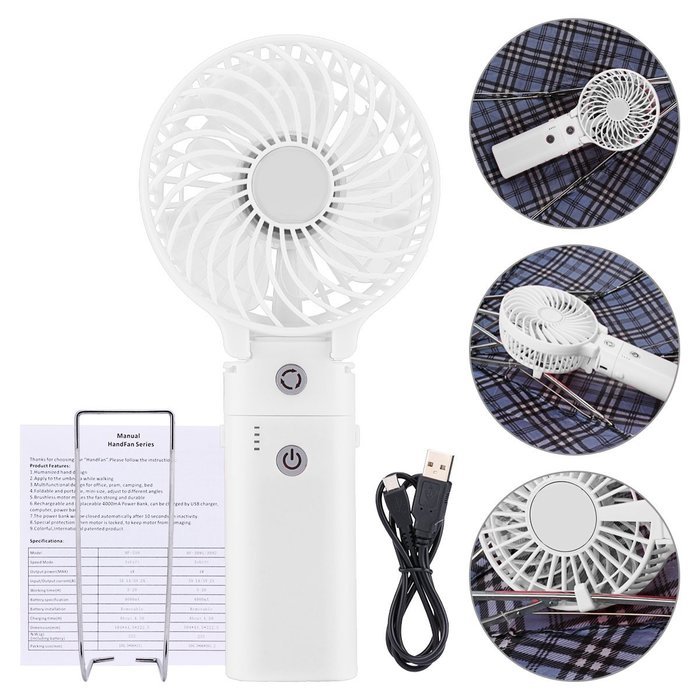 DOIOWN Handheld Portable Table Mini Fan Battery Rechargeable (Blue) N2